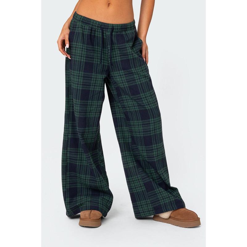 Lounge Around Plaid Wide Leg Pants